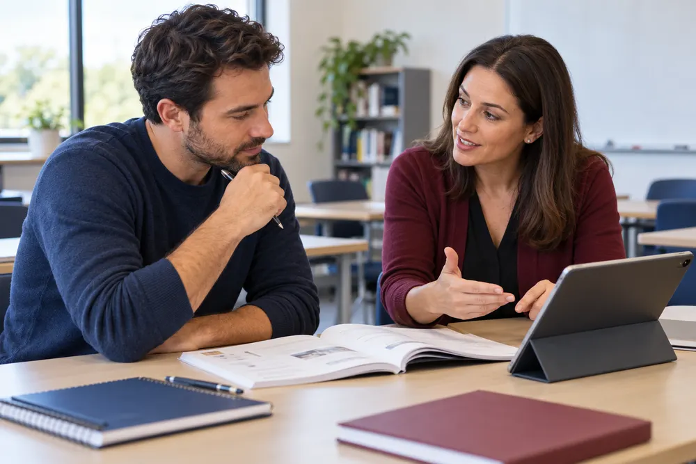 Student receiving guidance from a tutor