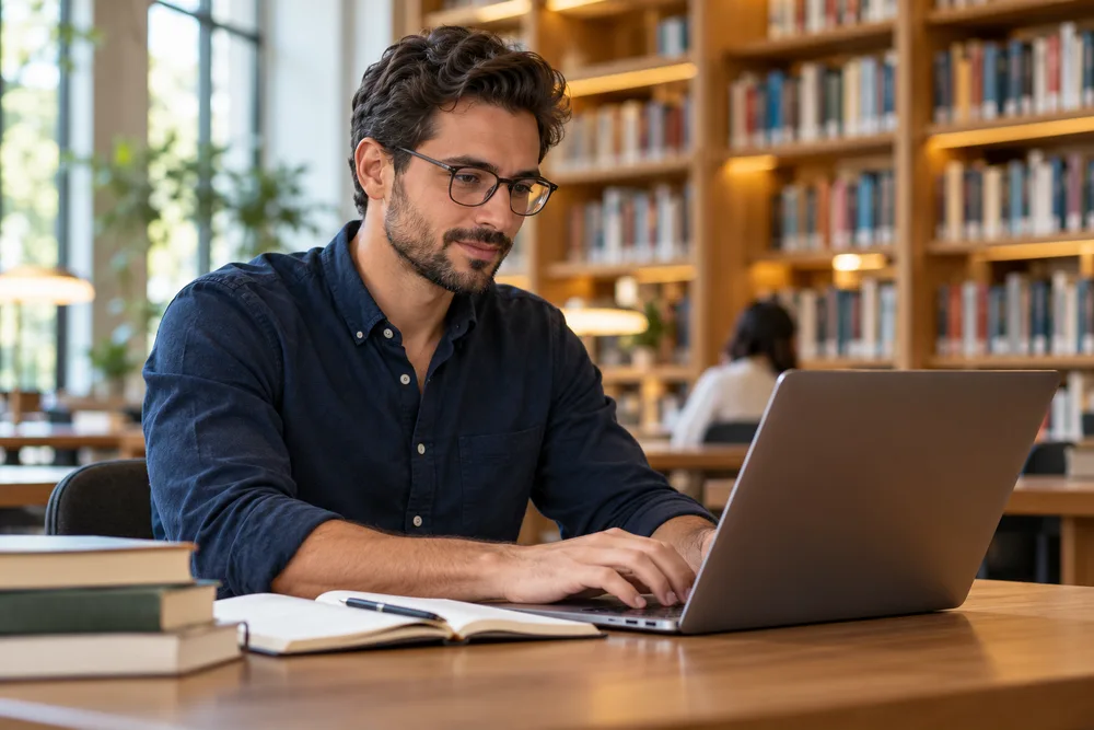 Professional working through course material