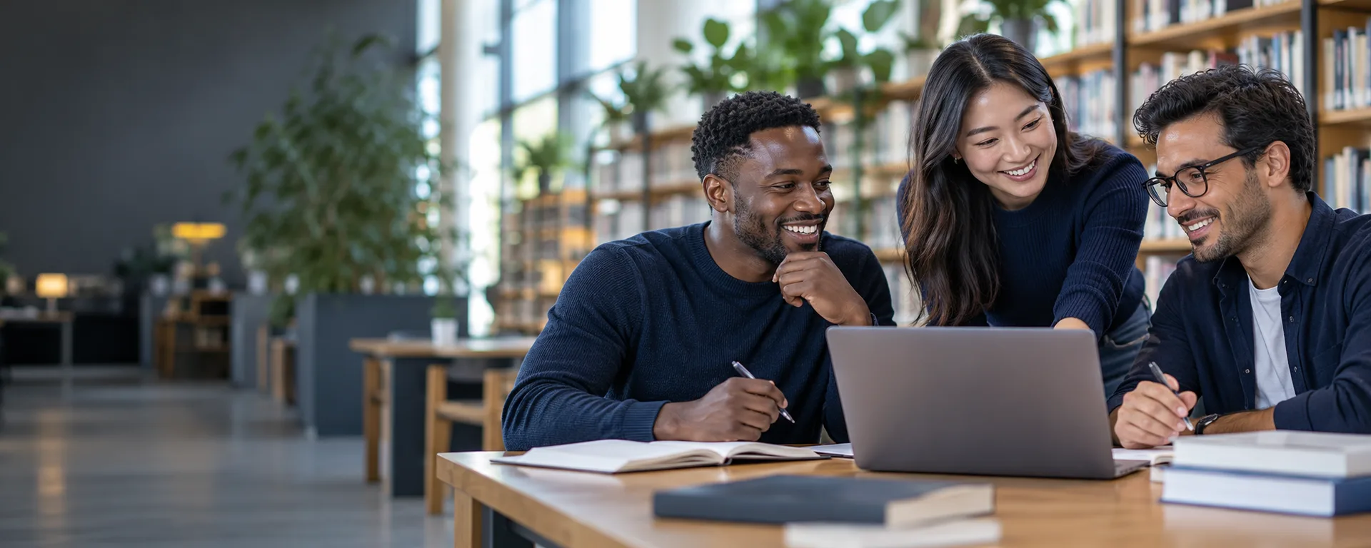 Adults learning together with a laptop