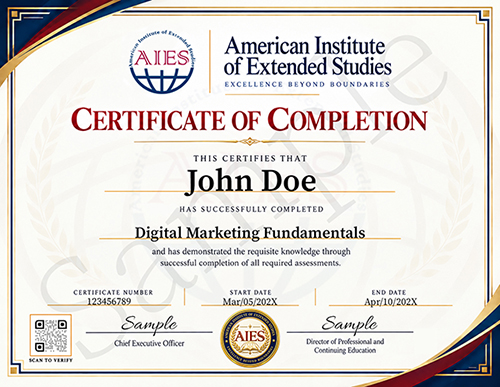 AIES Online Sample Certificate